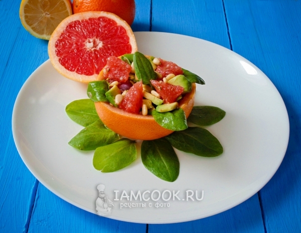 Фото салата с грейпфрутом и авокадо