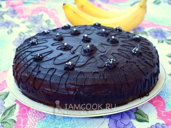 Фото шоколадно-бананового торта