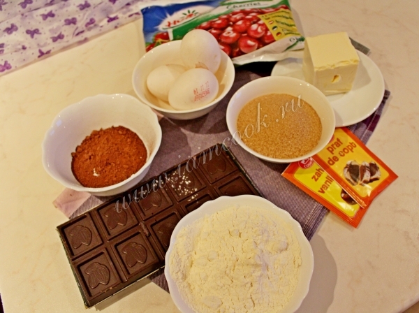 Ингредиенты для шоколадного брауни с вишней
