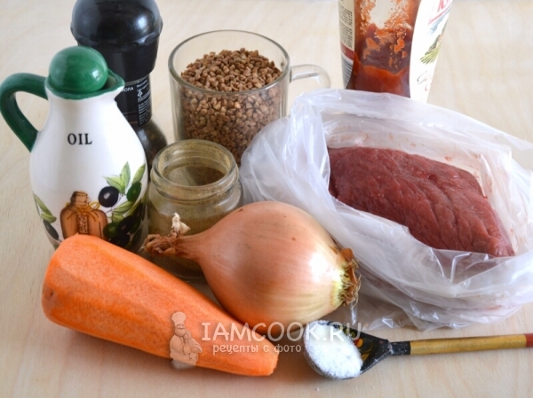 Ингредиенты для гречки с говядиной