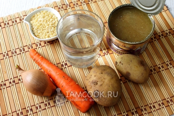 Ингредиенты для супа с консервой сардины