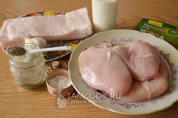 Ингредиенты для колбасы из курицы в домашних условия