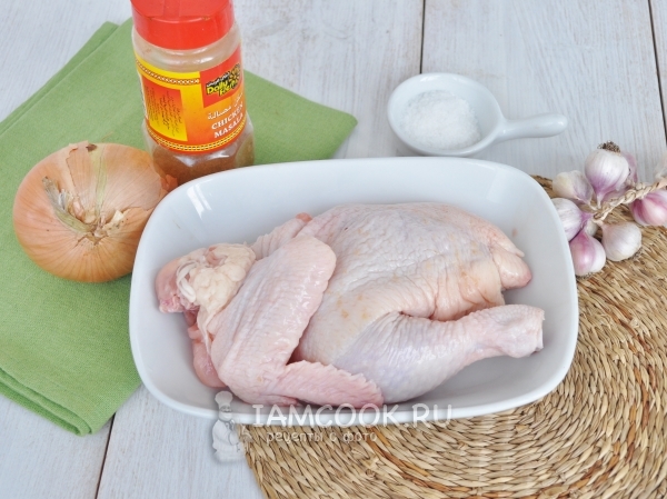 Ингредиенты для курицы с луковым гарниром в мультиварке
