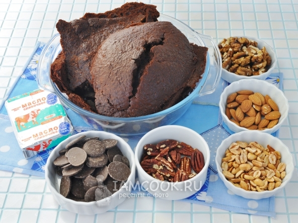 Ингредиенты для шоколадной колбаски из бисквитной крошки