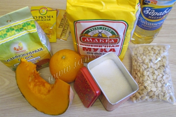 Ингредиенты для тыквенного печенья с орехами