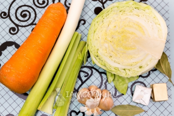 Ингредиенты для супа-пюре из белокочанной капусты