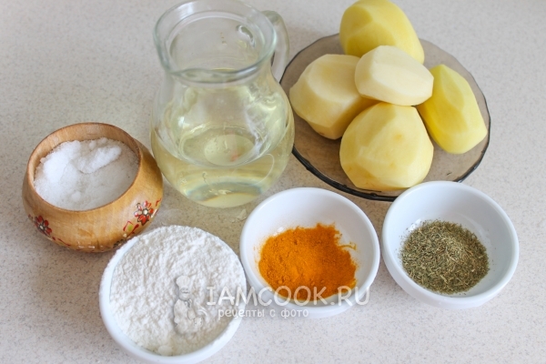 Ингредиенты для жареного картофеля в панировке