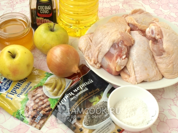 Ингредиенты для курицы с яблоками в духовке