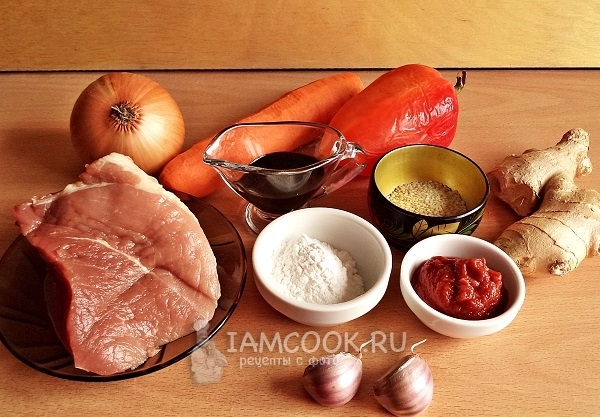 Ингредиенты для мяса в кисло-сладком соусе
