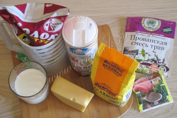 Ингредиенты для сливочно сырного соуса