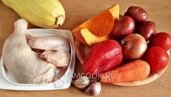 Ингредиенты для курицы с овощами в духовке