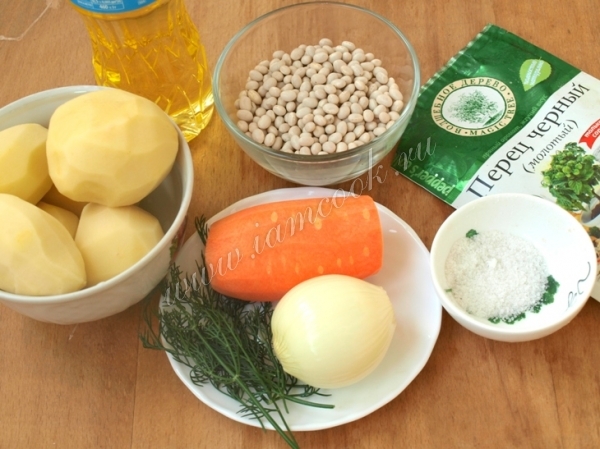 Ингредиенты для постного фасолевого супа