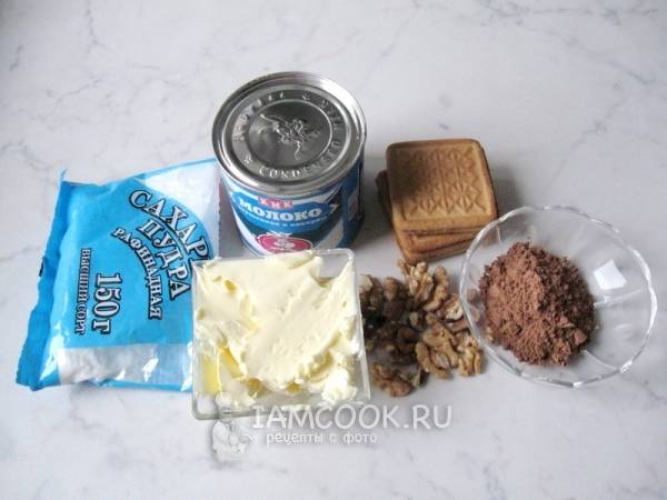 Колбаса шоколадная из печенья со сгущенкой