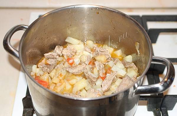 Как приготовить Азу по татарски с солеными огурцами, говядиной и картошкой рецепт пошагово