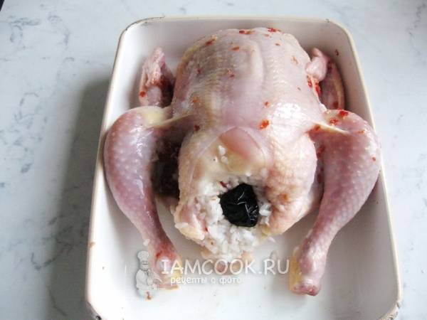 Курица фаршированная рисом в духовке