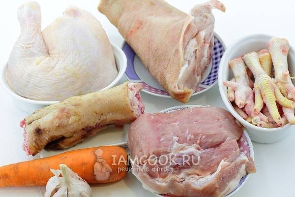 Как приготовить рецепт Домашний холодец со свининой и курицей