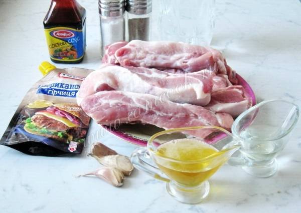Свиные ребра в чесночно-медовой глазури, пошаговый рецепт на ккал, фото, ингредиенты - н@т@лья
