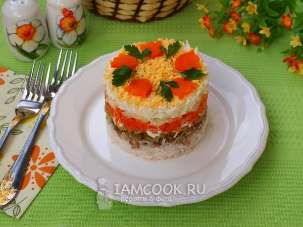 Салат из сайры с рисом