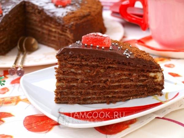 Шоколадный торт Спартак медовик с заварным кремом