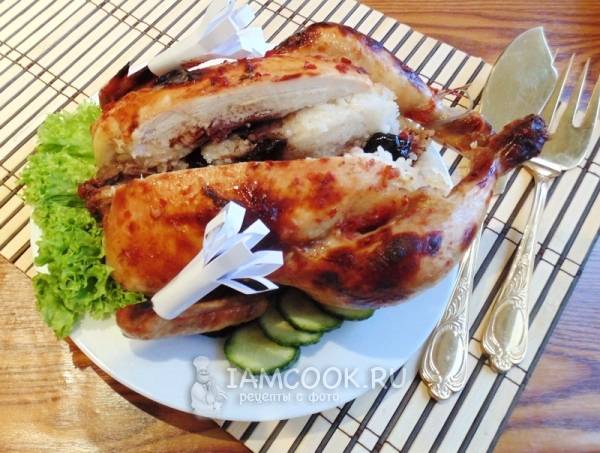 Курица с рисом и черносливом запеченная в духовке — рецепт с фото пошагово