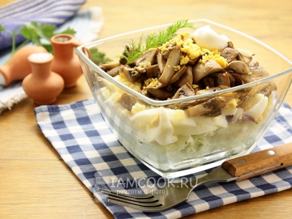 Салат из грибов, яиц и сыра, рецепт с фото