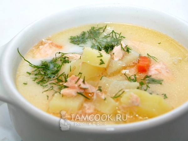 Сливочный суп с лососем и креветками. Рецепт с фото