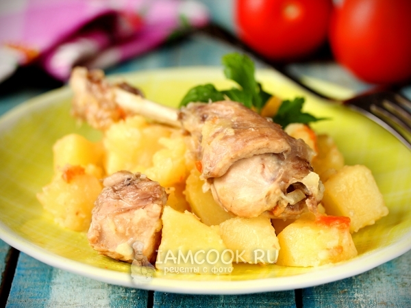 Тушеный кролик с картошкой и грибами — рецепт с фото