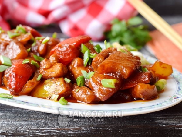 Сладкое мясо свинина в китайском соусе