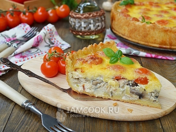 Пирог киш с мясом, грибами и помидорами - пошаговый рецепт приготовления