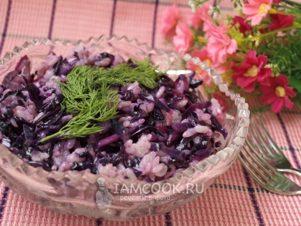 Салат из риса и краснокочанной капусты, рецепт с фото