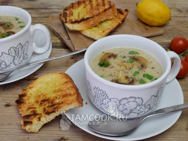 Грибной суп пюре из шампиньонов и вешенок, рецепт с фото