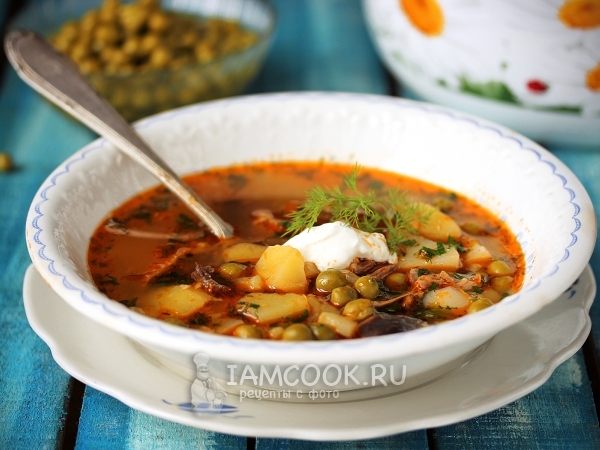 Суп с консервированным зеленым горошком, рецепт с фото