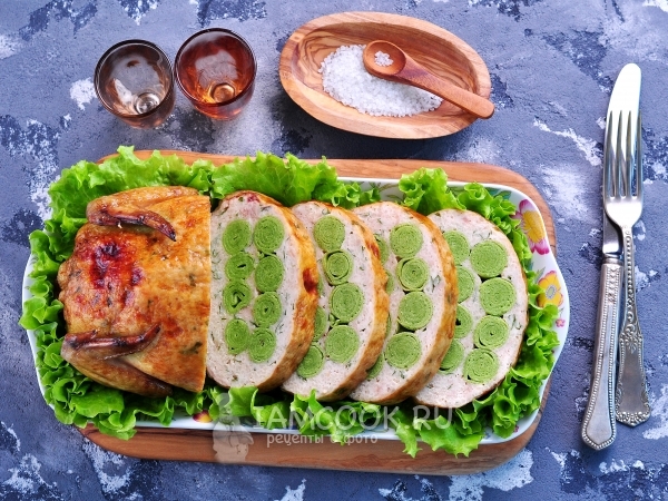 Курица, фаршированная блинами — рецепт с фото пошагово