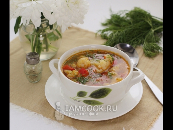 Постный суп из цветной капусты, рецепт с фото