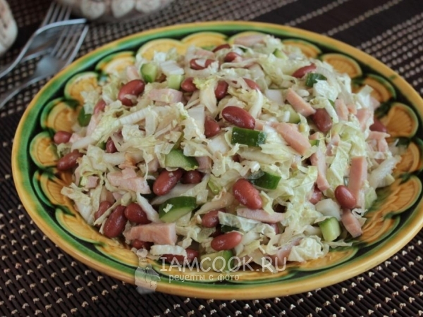 Салат с огурцом, ветчиной и фасолью, рецепт с фото — hb-crm.ru