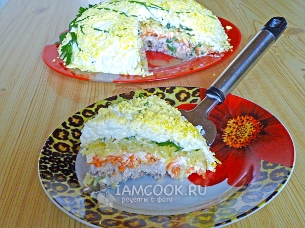 Слоеный салат «Мимоза», рецепт с фото