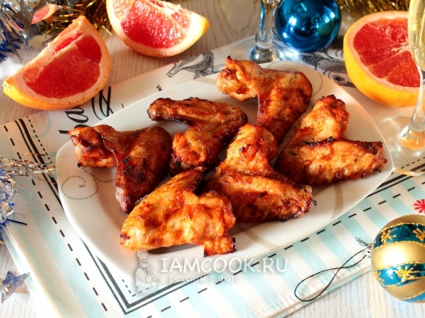 Куриные крылышки запеченные в грейпфрутовом маринаде, рецепт с фото
