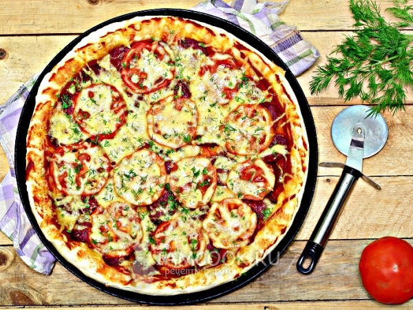 пицца рецепт в домашних условиях с колбасой с фото пошагово в | Дзен