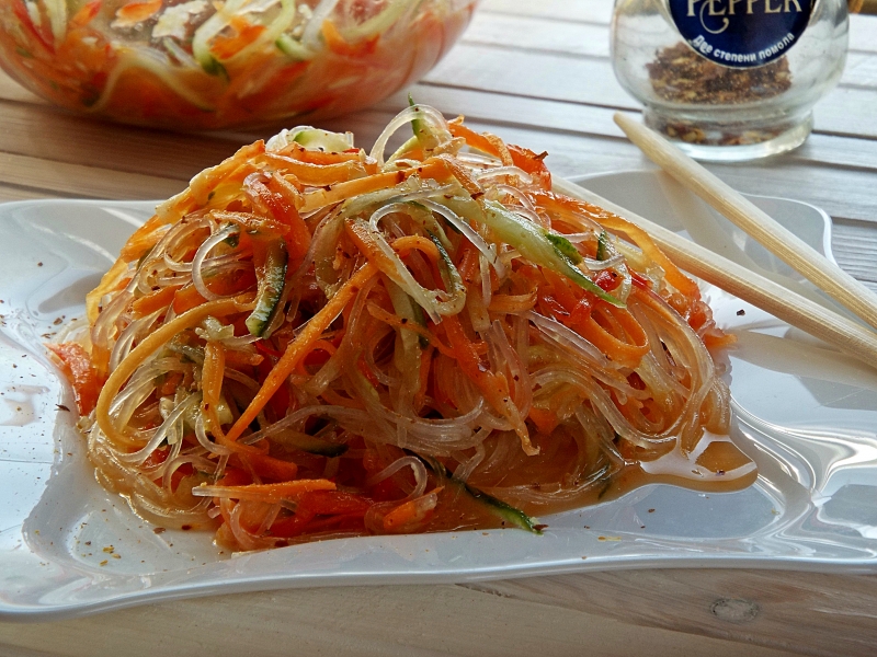 Вкусный Рецепт: Салат фунчоза с овощами по-корейски