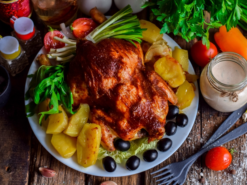 Целая курица в духовке в горчице – пошаговый рецепт приготовления с фото