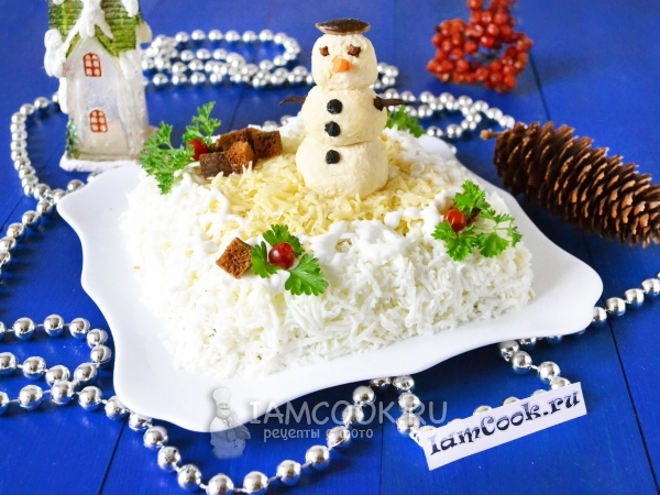 Салат Снеговик рецепт с фото пошагово | Рецепт | Салаты, Рецепты, Снеговик