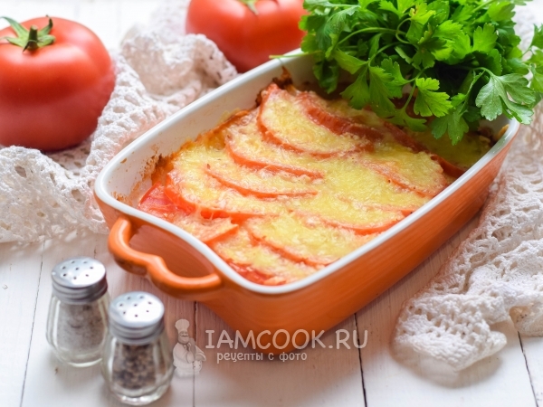Картофель запеченый с помидорами р сыром - рецепт автора Юля Сальникова