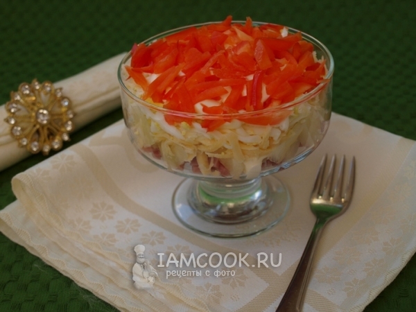 Вкусный Рецепт: Салат с ветчиной, свеклой и горошком